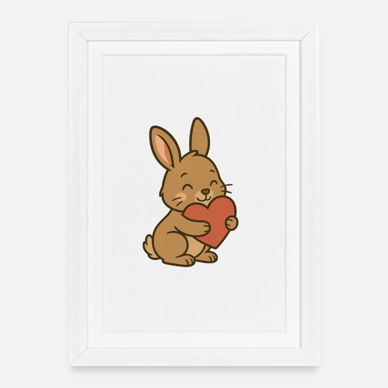 Coeur de lapin câlin - Affiche encadrée (27 × 37 cm) - blanc