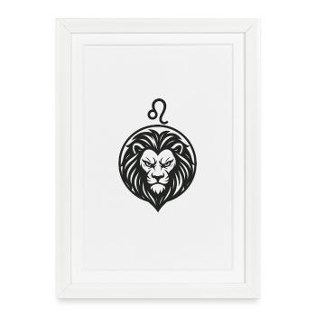 Signe du zodiaque Lion - Affiche encadrée (27 × 37 cm) - blanc - Devant