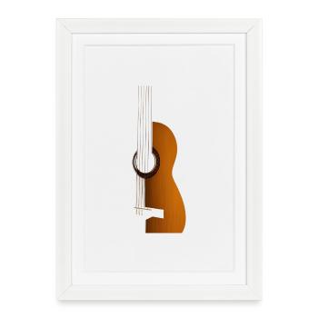 Guitare acoustique en bois classique - Affiche encadrée (27 × 37 cm) - blanc - Devant