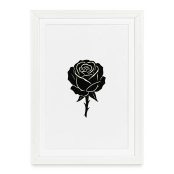 Conception de contour de rose noire - Affiche encadrée (27 × 37 cm) - blanc - Devant