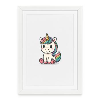 Pastel Unicorn Rainbow Mane - Framed poster (27 × 37 cm) - white - Front