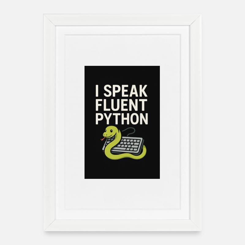 Python Coding Snake - Framed poster (27 × 37 cm) - white