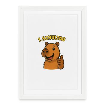 Capybara 1. Schultag | Einschulung Kinder Design - Gerahmtes Poster (27 × 37 cm) - Weiß - Vorne