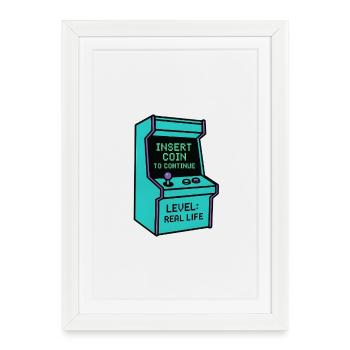 Œuvres d’art d’arcade de jeux rétro - Affiche encadrée (27 × 37 cm) - blanc - Devant