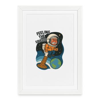 toilette selle toilette drôle astronaute enfants - Affiche encadrée (27 × 37 cm) - blanc - Devant