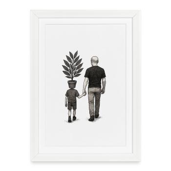 Distinction Parentale avec Pot de Fleurs - Affiche encadrée (27 × 37 cm) - blanc - Devant