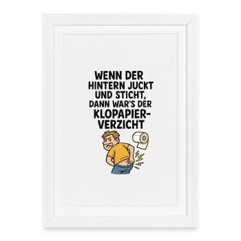 Funny Toilet Saying Toilet Paper Itches - Framed poster (27 × 37 cm) - white - Front