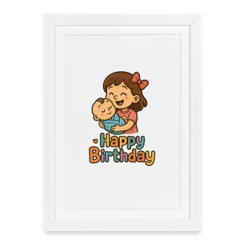 Sincère anniversaire enfants Illustration - Affiche encadrée (27 × 37 cm) - blanc - Devant