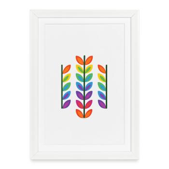Conception de feuille arc-en-ciel dans un style vibrant - Affiche encadrée (27 × 37 cm) - blanc - Devant
