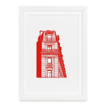 Façade urbaine de style rétro - Affiche encadrée (27 × 37 cm) - blanc - Devant