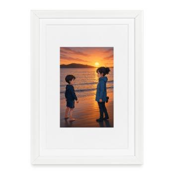 Sunset on the beach - Framed poster (27 × 37 cm) - white - Front