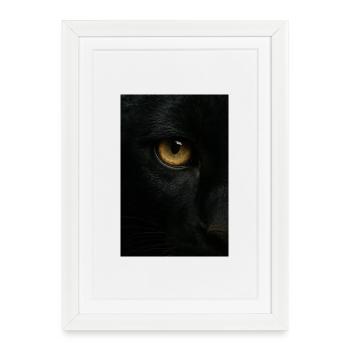 Mystischer Schwarzer Panther Blick - Framed poster (27 × 37 cm) - white - Front