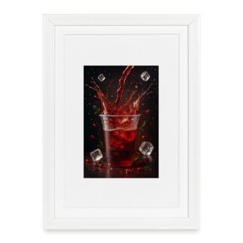 Energieshot mit Beeren und Eiswürfeln - Framed poster (27 × 37 cm) - white - Front