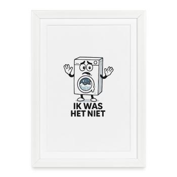 triste machine à laver dessin animé - Affiche encadrée (27 × 37 cm) - blanc - Devant