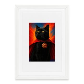 Superhero Cat with Gold Medallion - Framed poster (27 × 37 cm) - white - Front