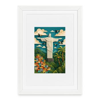 Christ the Redeemer Statue in Tropical Setting/Rio - Framed poster (27 × 37 cm) - white - Front