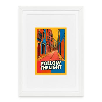 Suivez la lumière de la rue Pop - Affiche encadrée (27 × 37 cm) - blanc - Devant