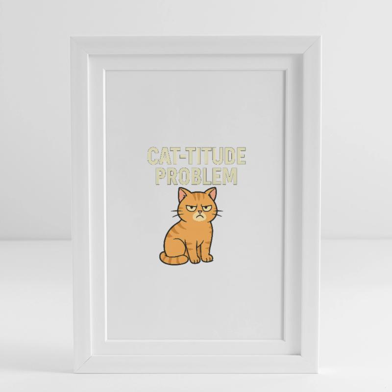 Catitude probleem Grumpy Kat Meme Affiche encadrée (27 × 37 cm)