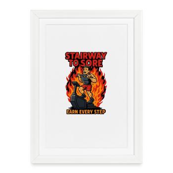 Workout Stairway to Sore - Framed poster (27 × 37 cm) - white - Front