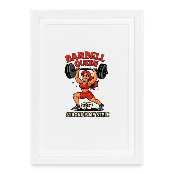 Barbell Queen Gym Girl Power Fitness Workout - Gerahmtes Poster (27 × 37 cm) - Weiß - Vorne