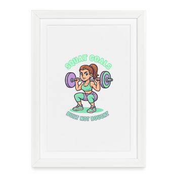 Squat Goals Gym Girl Power Fitness Workout - Affiche encadrée (27 × 37 cm) - blanc - Devant
