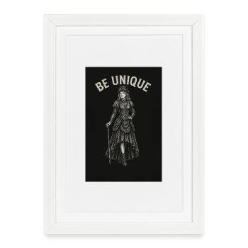 Steampunk lady with lead chicken - Framed poster (27 × 37 cm) - white - Front