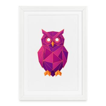 Geometrische Eule im Origami-Stil - Gerahmtes Poster (27 × 37 cm) - Weiß - Vorne