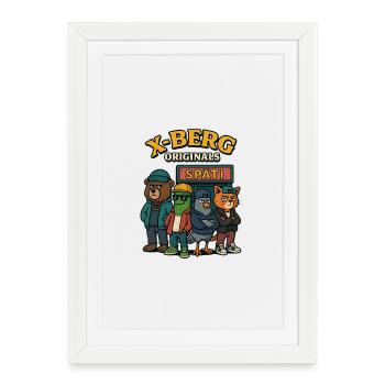 Kreuzberg Berlin Originals Ours Concombre Colombe Chat - Affiche encadrée (27 × 37 cm) - blanc - Devant