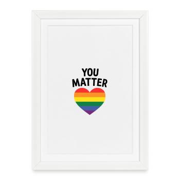 Conception de cœur arc-en-ciel LGBTQ+ - Affiche encadrée (27 × 37 cm) - blanc - Devant
