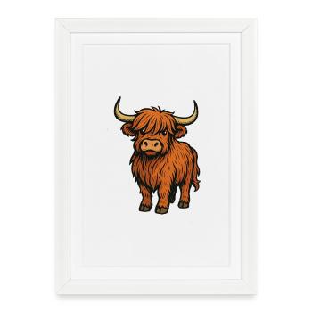 Vache des Highlands - Affiche encadrée (27 × 37 cm) - blanc - Devant