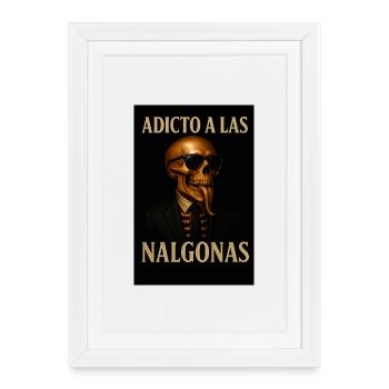 Skull with Glasses and Tongue Jumping - Framed poster (27 × 37 cm) - white - Front