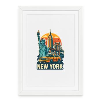 Iconic New York City Landmarks Illustration - Framed poster (27 × 37 cm) - white - Front