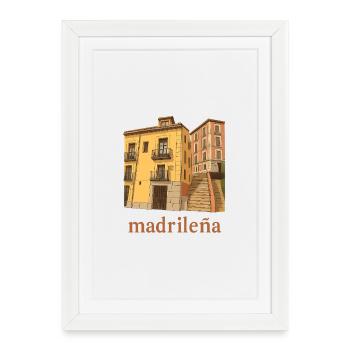 Façades à Madrid - Affiche encadrée (27 × 37 cm) - blanc - Devant