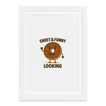 Beignet drôle - Affiche encadrée (27 × 37 cm) - blanc - Devant