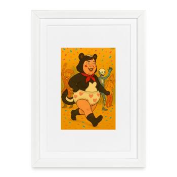 Danse festive avec des personnages costumés - Affiche encadrée (27 × 37 cm) - blanc - Devant