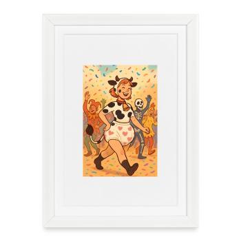 Robe de vache de fête d’Halloween - Affiche encadrée (27 × 37 cm) - blanc - Devant