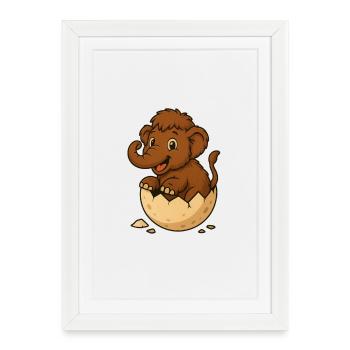 Cute baby mammoth on eggshell - Framed poster (27 × 37 cm) - white - Front