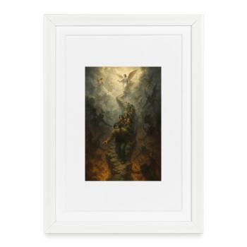 "The Path Between – Heaven, Hell and Human Fear" - Framed poster (27 × 37 cm) - white - Front