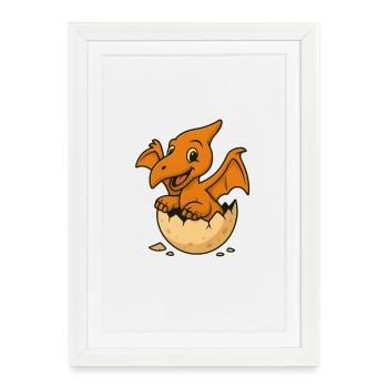 Petit dragon dans l’œuf - Affiche encadrée (27 × 37 cm) - blanc - Devant