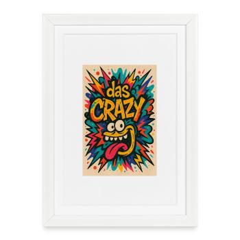 Colorful Comic Design with Cartoon Motif The Crazy - Framed poster (27 × 37 cm) - white - Front