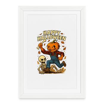 Halloween Pumpkin Kids Design - Framed poster (27 × 37 cm) - white - Front