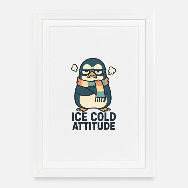 Icecold attitude penguin - Framed poster (27 × 37 cm) - white