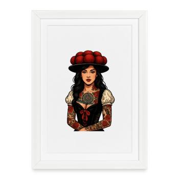 Bollenhut Tattoo Woman Black Forest Freiburg Home - Framed poster (27 × 37 cm) - white - Front