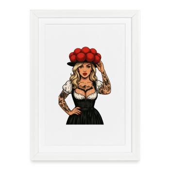 Bollenhut Tattoo Girl Feldberg Black Forest Traditional Costume - Framed poster (27 × 37 cm) - white - Front