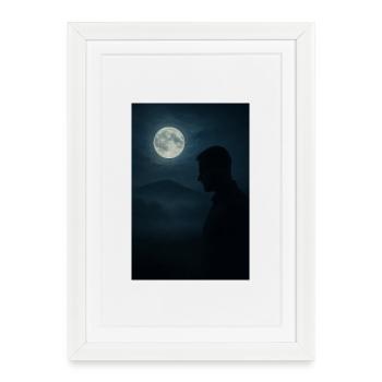 Silhouette nocturne sous la lune - Affiche encadrée (27 × 37 cm) - blanc - Devant