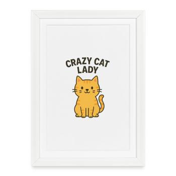 Crazy Cat Lady Illustration - Framed poster (27 × 37 cm) - white - Front
