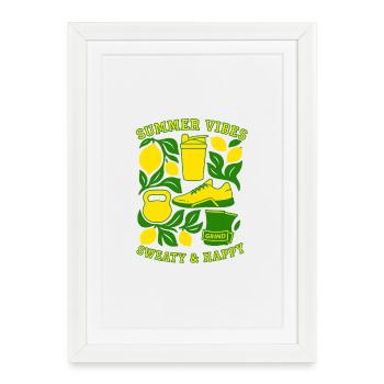 Ambiance estivale – En sueur et heureux | Conception de fitness - Affiche encadrée (27 × 37 cm) - blanc - Devant