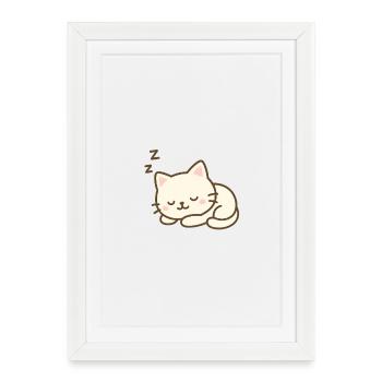 Sleepy Cat  - Framed poster (27 × 37 cm) - white - Front