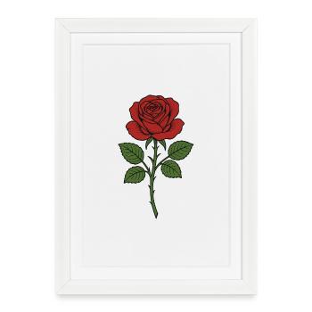 Erchian Rose with Green Leaves - Framed poster (27 × 37 cm) - white - Front