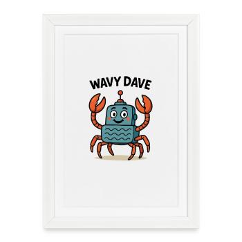 Robot crabe joyeux avec ligne de détail ondulée - Affiche encadrée (27 × 37 cm) - blanc - Devant